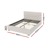 Artiss Bed Frame Double Size Gas Lift Beige VILA BFRAME-G-GAS-VILA-D-BG-ABC