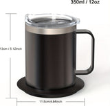 USB Heated Coffee Mug Warmer with Handle, Stainless Steel Coffee Cup with Lid for Milk, Tea and Hot V1237-ZY-924-353