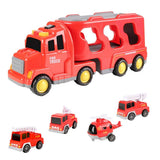 Red Double Storage Truck Toy with Music & Lights,.3"x13.3"x5.5" Inertial Engineering Car Set with V1370-AZ4-10576