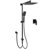 WELS Matt Black 2in1 Square 10" Rain Shower Head 3 Mode Handheld Adjustable Rail Set Mixer V1233-HS002M4CBSC842BSS1001BKSQ201B
