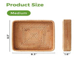 2X Rattan Serving Tray,Square Woven Tray Wicker Storage Basket,Square Wicker Wicker Serving V1370-AZ4-13586