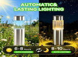 Solar Pathway Lights Outdoor, Stainless Steel Solar Garden Lights, Bright 35LM Warm White LED, Auto V1107-118-31566-SLR-4PACK