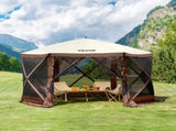 Pop Up Gazebo Tent, Pop-Up Screen Tent 6 Sided Canopy Sun Shelter with 6 Removable Privacy Wind V952-ZPSLTZS125X1X8KS1V0