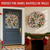 Christabelle 56cm Christmas Wreath Lush Pink Front Door Decoration Jewelled Baubles Flowers Pin 112_GUE523