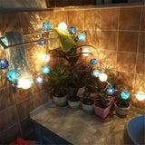 1 Set of Blue n White 5cm Rattan Cane 50 Ball Battery Powered LONG 5m String Lights Christmas Gift V382-BLUWHITERATTBALLBATT50