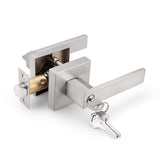 Square Rose Privacy Door Lever, for Bed/Bath Modern Square Satin Nickel Entry Handle with Key V1366-AZ2-W-09694