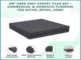 5m Dark Grey Carpet Tiles Set Commercial & Domestic Flooring for Office, Retail, Home V63-952981