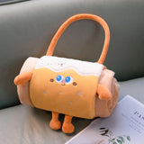Orange 100*170cm Cartoon Hand-Carry Roll-Up Blanket - Plush Flannel Nap Blanket with Pillow V888-ELOSUNG50626