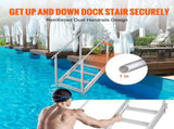 Dock Ladder 4 Step, Dock Stairs 30''-38'' Adjustable Height, 227 kgs Load Capacity, Aluminum Pontoon V952-MTFSTWJFHXJD56RPMV0