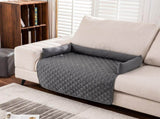 90*90CM Grey Waterproof & Scratch-Resistant Pet Sofa Protector Mat with Pillow Cat & Dog Bed, V888-ELOSUNG17393