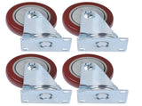 4PCS Heavy Caster 360&deg Rotation Plate PU Universal Wheel for Furniture Shopping Cart4in 242lb Single V1294-YM0901-3114210082812