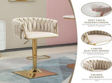 SERENIT Modern Velvet Breakfast Bar Stools Swivel Barstools Adjustable Counter Stools with Backrest V255-SE-GP1782-IVORY