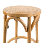 Aster 2pc Round Bar Stools Dining Stool Chair Solid Birch Timber Rattan Seat Oak V315-VOD-CAFE-21-2PC-KIT