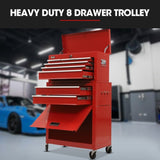BULLET 8 Drawer Tool Box Cabinet Chest Storage, Toolbox Garage Organiser Set, Red V219-TOLCABBU81RA