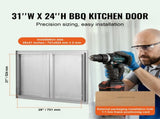 BBQ Access Door, 787x609 mm Double Outdoor Kitchen Door, Stainless Steel Flush Mount Door, Wall V952-SMABSCJMYS31WSG92V0