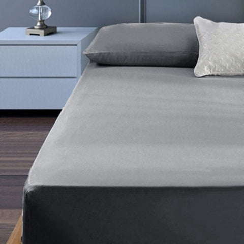 400TC Cotton Percale King Single Combo Set 50cm Wall Grey V442-ATX-FITTEDSS-400TCCOTTON-GREY-KS