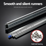 Giantz 2x Drawer Slides Full Extension Locking 227kg 1804-3608mm Length DS-76MM-1804-SI