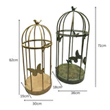 Set 2 Nested Distressed Finish Plant Cages w Butterflies 79cm, 69cm V637-74136CGE
