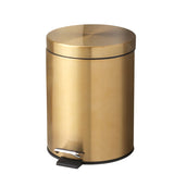 5L Stainless Steel Round Trash Can With Lid And Foot Pedal for Household Kitchen Hotel-Champagne V1161-110301