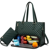 2 in 1 Lunch Laptop Tote Bag 15.6 Work Bags for Women Teacher Nurse Casual - Dark Green V1263-JX-8122-5