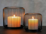 Set of 2 black metal candle holders, large oval candle holder, black decoration, metal wire lantern V1188-MS-313-0922