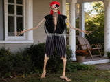 12 Ft Skeleton Pirate Outfit, Giant Skeleton Pirate Costume Accessories Set with Hat & Clothing, V1366-AZ2-W-24905