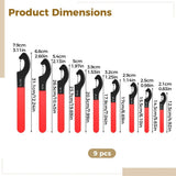 9PCS Hook Spanner Set, Multi-Size Coilover Tools, High Carbon Steel Shock Spanner, V1369-AZ3-W-08673
