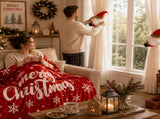 Christmas Flannel Throw Blanket and Santa Curtain Tieback Set, 150x200cm Thick Fleece Sofa Blanket V888-ELOSUNG54137