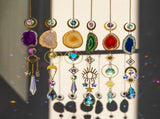 Natural Agate Slice Suncatchers Coating Crystal Prisms Wind Chimes Ornaments Rainbow Maker Hanging V1366-AZ2-W-13386