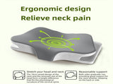 Green Breathable Butterfly Contoured Memory Foam Pillow - Dual-Height Orthopedic Neck Pillow with V888-ELOSUNG45588