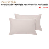 Accessorize Pair of White/Natural Piped Hotel Deluxe Cotton Standard Pillowcases V442-HIN-PILLOWC-HOTELPIPED-WHITENATURAL-ST