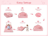 Keezi Kids 2-in-1 Fold Out Sofa Bed with Removable Washable Cover, Carry Handle, Storage Pocket, KID-SOFA-SGL-COMP-PK