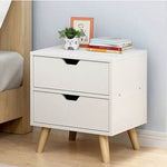 Bedside Tables Drawers Side Table Nightstand White Storage Cabinet Wood V63-837801