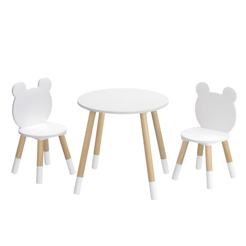 Keezi 3 Piece Kids Table and Chairs Set Activity Playing Study Children Desk FURNI-C-KTC-ROUND-WH