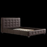 Double PU Leather Deluxe Bed Frame Brown V63-761295