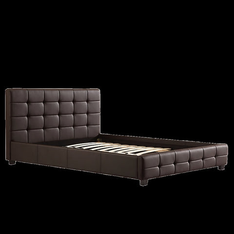 Double PU Leather Deluxe Bed Frame Brown V63-761295