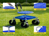 Gardeon Garden Cart Seat Rolling Stool 360 Swivel Height Adjustable Heavy Duty Blue GCT-4W-BL