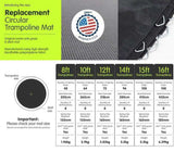 Kahuna 15ft Replacement Trampoline Mat Jumping Round Outdoor Spring Loops TRP-MAT-SPR-15