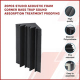 20pcs Studio Acoustic Foam Corner Bass Trap Sound Absorption Treatment Proofing V63-833271