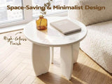 Artiss Single Boneless Sofa & Round End Table Set White SBED-COF-TED-BG