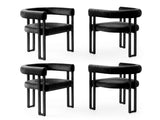 Artiss Dining Chairs Set of 4 Velvet Upholstered Barrel Chairs with Curved Armrests & Back Black UPHO-C-DIN-2553-BKX4