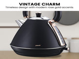Pronti 1.7L Rose Trim Collection Kettle - Black KTL-017-GST-BK
