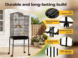 i.Pet 158cm Bird Cage Aviary Parrot Budgie Stand Wheels Black PET-BIRDCAGE-H158-BK