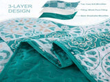 Teal Boho Mosaic Patchwork Coverlet Bedspread Set V745-AC081233Q13U