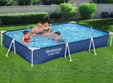 Bestway Swimming Pool 300x201x66cm Steel Frame Above Ground Pools w/ Filter Pump 3300L BW-POOL-SQ-3M-56412
