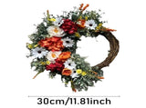 Flower Wreath *1 Elegant Large Artificial Flower Wreath with Red Roses Beige/ /Orange/ & Daisies All V1369-AZ3-W-17738