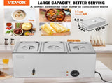 3-Pan Commercial Food Warmer, 16.5L Electric Steam Table, 1200W Professional Countertop Stainless V952-SYSPBWQPTK31E3ZVSV3