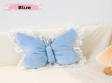 Blue Elegant Butterfly Lace Throw Pillow 60x45cm Soft Decorative Cushion for Sofa Bedroom Office and V888-ELOSUNG43220