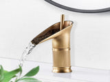 1Pcs Retro Brass Waterfall Bathroom Faucet, Waterfall Basin Faucet, Antique Bathroom Mixer Tap, Hot V1263-JX-3180