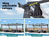 Instahut Gazebo Outdoor Garden Pergola Aluminium Frame Adjustable Canopy 3x4m Grey GAZB-IR-PGL-ALU-3X4-GY